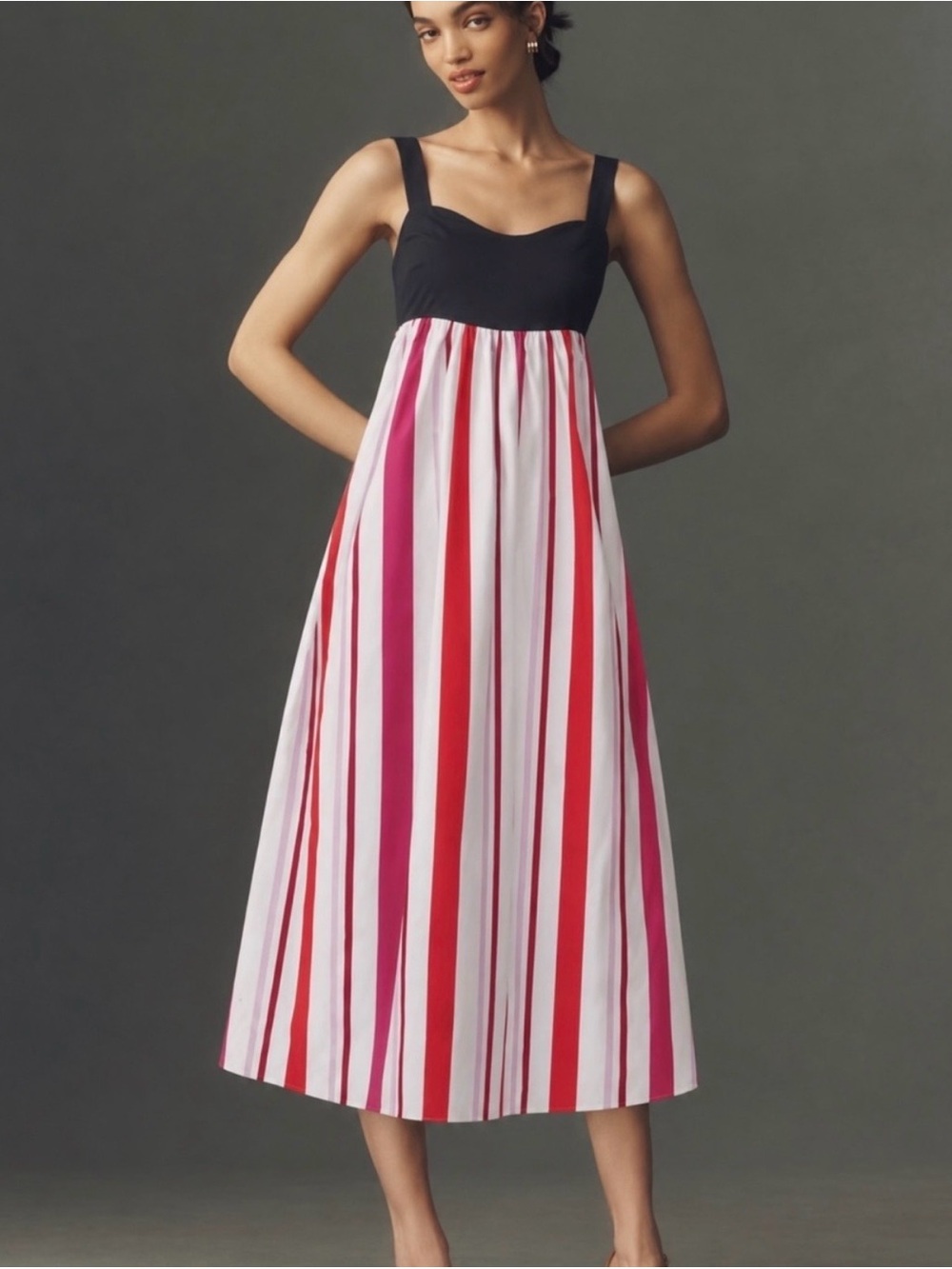 Kate Spade Gardenside vertical Stripe Midi Dress, Size M